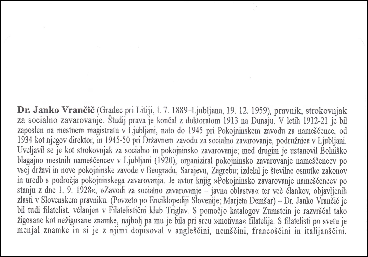 PRAVNIK JANKO VRANČIČ 1889 - 1959